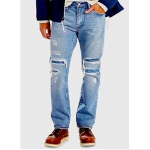 Levi’s mens 513 Slim straight distressed like new jeans 32X30
